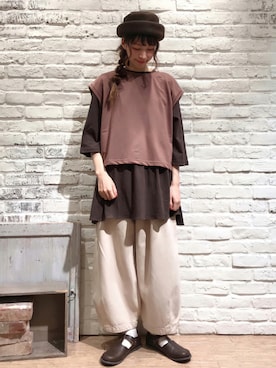 「Samansa Mos2（サマンサ モスモス）のアイテム（帽子）」を使った、いっしき🐻さん（レディース・163cm）の夏コーディネート