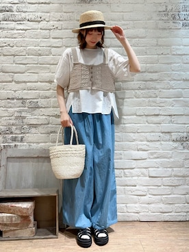 「Samansa Mos2（サマンサ モスモス）のアイテム（その他）」を使った、いっしき🐻さん（レディース・163cm）の夏コーディネート