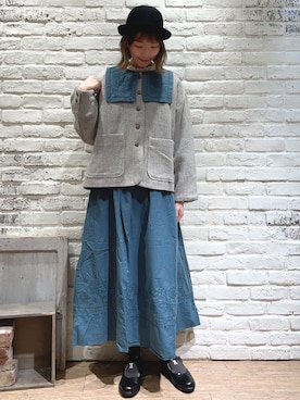 「TSUHARU by Samansa Mos2（ツハルバイサマンサモスモス）のアイテム（ノーカラーコート）」を使った、いっしき🐻さん（レディース・163cm）の秋コーディネート