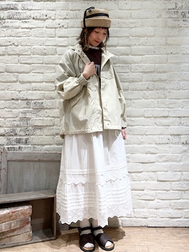 「サマンサ モスモス(Samansa Mos2)」｜「アイテム（マウンテンパーカー）」を使った、いっしき🐻さん（レディース・163cm）の春コーディネート