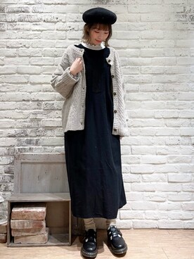「リブT」｜「アイテム（その他）」を使った、いっしき🐻さん（レディース・163cm）の冬コーディネート