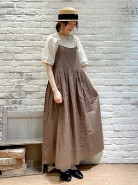 「革靴」｜「アイテム（ワンピース/ドレス）」を使った、いっしき🐻さん（レディース・163cm）の夏コーディネート