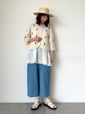 「スカラップ」｜「アイテム（帽子）」を使った、いっしき🐻さん（レディース・164cm）の春コーディネート