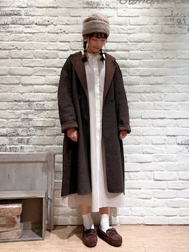 「チェック柄に恋してる」｜「アイテム（モカシン/デッキシューズ）」を使った、いっしき🐻さん（レディース・163cm）の秋コーディネート