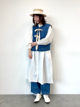 「刺繍」｜「アイテム（その他シューズ）」を使った、いっしき🐻さん（レディース・164cm）の春コーディネート