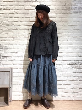 「リブT」｜「アイテム（その他）」を使った、いっしき🐻さん（レディース・163cm）の秋コーディネート