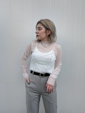 「アイテム（キャミソール）」を使った、REINAさん（レディース・158cm）の夏コーディネート