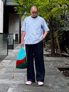 「アイテム（エコバッグ/サブバッグ）」を使った、jun oyaさん（メンズ・178cm）の夏コーディネート