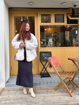 「ほめられ本命コーデ」｜「アイテム（ブルゾン）」を使った、maiさん（レディース・162cm）の冬コーディネート
