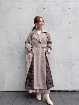 「EMODA」｜「アイテム（トレンチコート）」を使った、maiさん（レディース・162cm）の秋コーディネート