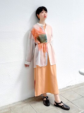 「アイテム（アンサンブル、オレンジ系）」を使った、hope002514さん（レディース・161cm）の夏コーディネート