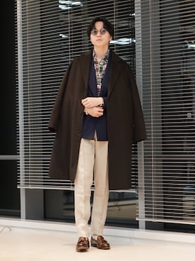 「BEAMS F（ビームスエフ）のアイテム（パンツ）」を使った、SUDOさん（メンズ・186cm）の冬コーディネート