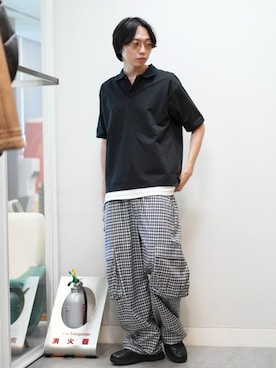 「アイテム（ローファー）」を使った、SUDOさん（メンズ・186cm）の夏コーディネート