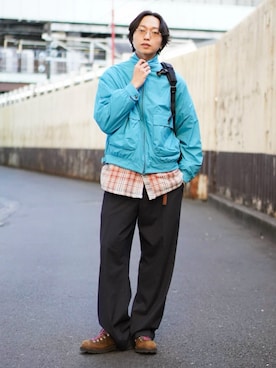 「アイテム（バックパック/リュック）」を使った、SUDOさん（メンズ・186cm）の冬コーディネート