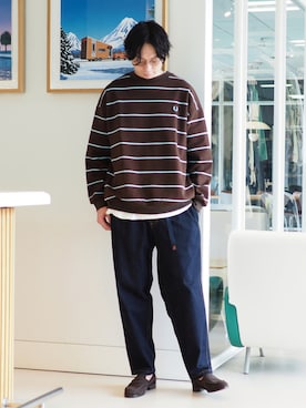 「FRED PERRY（フレッドペリー）のアイテム（Tシャツ/カットソー）」を使った、SUDOさん（メンズ・186cm）の夏コーディネート