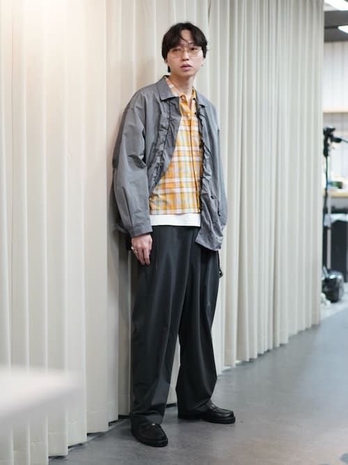 メッシュライク 2プリーツ テーパード スラックス（スラックス
