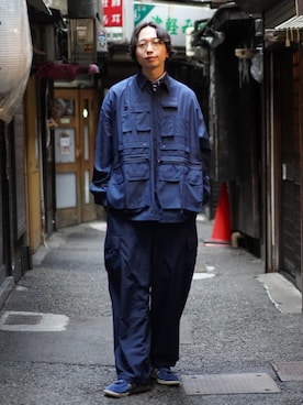 「アイテム（バンダナ/スカーフ）」を使った、SUDOさん（メンズ・186cm）の冬コーディネート