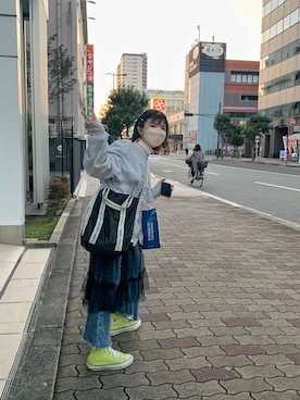 「dazzlin（ダズリン）のアイテム（ジャンパースカート）」を使った、優さん（レディース・147cm）の秋コーディネート