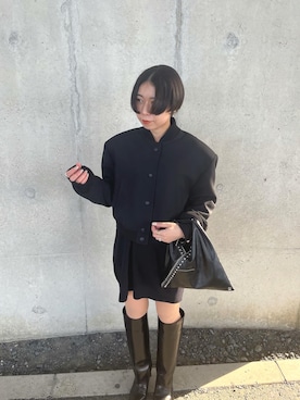 「マルジェラ」｜「アイテム（ブルゾン）」を使った、yunaさん（レディース・157cm）の冬コーディネート