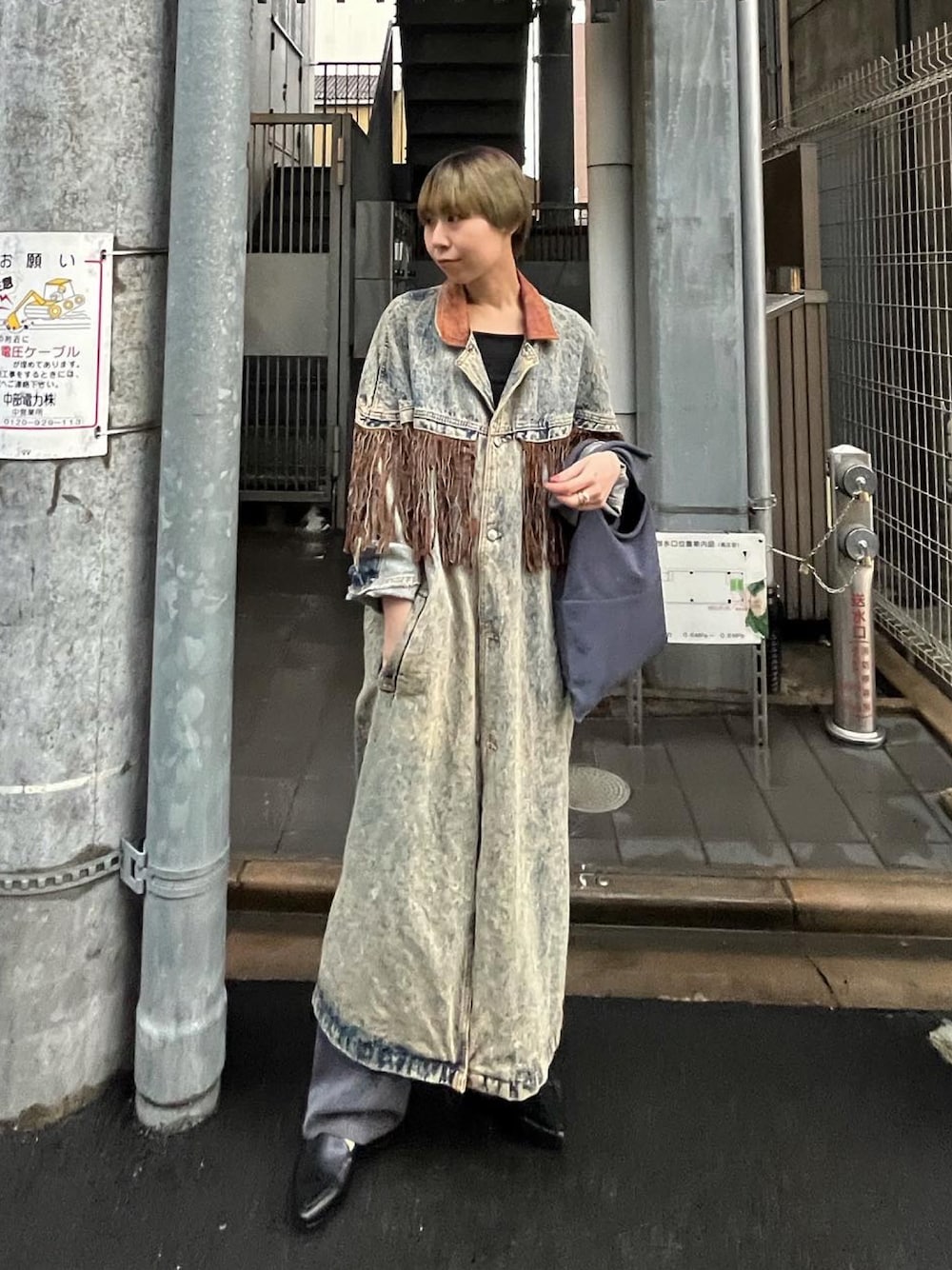 80年代 古着　ロング　デニム　ジャケット コート 古着通販 古着 長袖 デニム ジャケット コート レディース 90