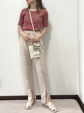 「テレコTシャツ」｜紗衣さん（レディース・158cm）の夏コーディネート