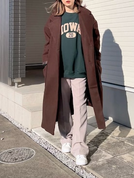 「ECRIRE（エクリール）のアイテム（チェスターコート）」を使った、紗衣さん（レディース・158cm）の秋コーディネート
