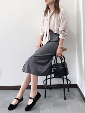 「スウェードスカート」｜紗衣さん（レディース・158cm）の秋コーディネート