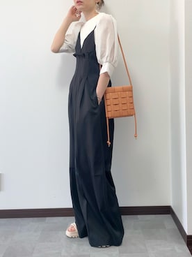 「HANNE（アン）のアイテム（オールインワン・サロペット）」を使った、紗衣さん（レディース・158cm）の春コーディネート