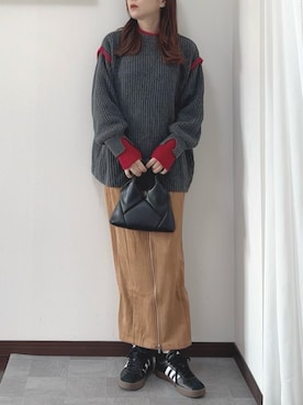 「アイテム（スカート）」を使った、紗衣さん（レディース・158cm）の秋コーディネート