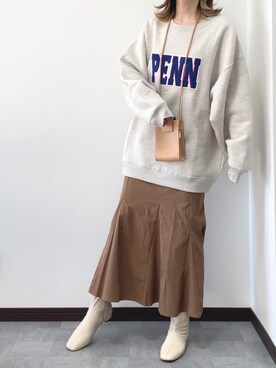 「Adoon plain（アドーンプレーン）のアイテム（スカート）」を使った、紗衣さん（レディース・158cm）の冬コーディネート