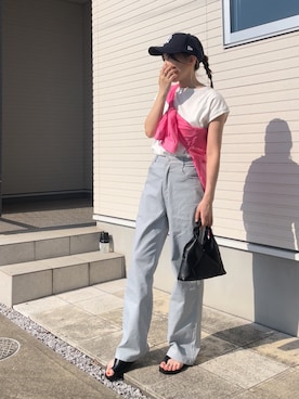 「ABITOKYO（アビトーキョー）のアイテム（パンツ）」を使った、紗衣さん（レディース・158cm）の夏コーディネート