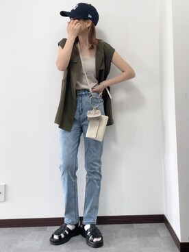 「デニムっていいよね」｜「アイテム（ブルゾン）」を使った、紗衣さん（レディース・158cm）の夏コーディネート