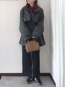 「アイテム（トレンチコート）」を使った、紗衣さん（レディース・158cm）の秋コーディネート