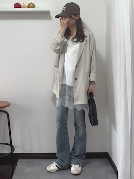 「tiptop（ティップトップ）のアイテム（トップス）」を使った、紗衣さん（レディース・158cm）の春コーディネート