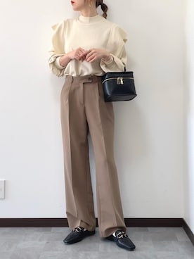 「DHOLIC（ディーホリック）のアイテム（スラックス）」を使った、紗衣さん（レディース・158cm）の冬コーディネート