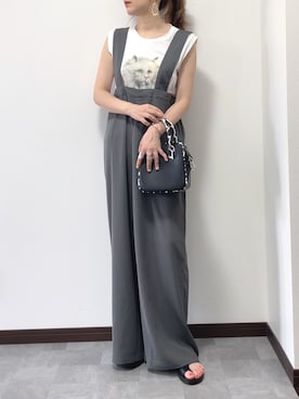 「select MOCA by son（セレクトモカバイソン）のアイテム（オールインワン・サロペット）」を使った、紗衣さん（レディース・158cm）の夏コーディネート
