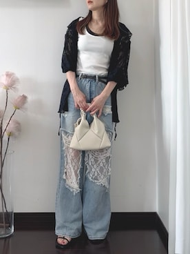 「アイテム（Tシャツ/カットソー）」を使った、紗衣さん（レディース・158cm）の夏コーディネート