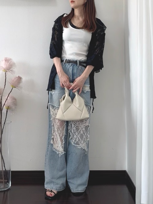 レイヤードレースダメージデニムパンツ レイヤードレースダメージデニムパンツ – ANDOR ONLINE
