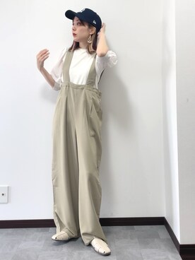 「select MOCA by son（セレクトモカバイソン）のアイテム（オールインワン・サロペット）」を使った、紗衣さん（レディース・158cm）の春コーディネート