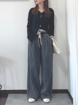 「tiptop（ティップトップ）のアイテム（パンツ）」を使った、紗衣さん（レディース・158cm）の春コーディネート