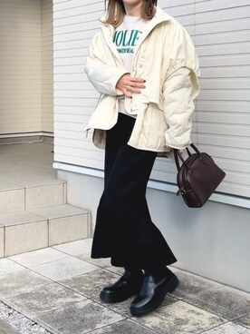 「one after another NICE CLAUP（ワンアフターアナザーナイスクラップ）のアイテム（スウェット）」を使った、紗衣さん（レディース・158cm）の冬コーディネート