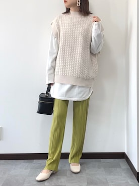 「アイテム（レギンス/スパッツ、グリーン系）」を使った、紗衣さん（レディース・158cm）の春コーディネート