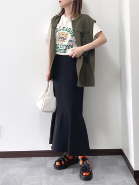 「カラーソックス」｜「アイテム（ブルゾン）」を使った、紗衣さん（レディース・158cm）の夏コーディネート