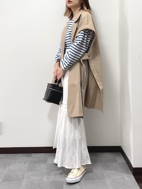 「はじめましてコーデ」｜「アイテム（その他アウター）」を使った、紗衣さん（レディース・158cm）の春コーディネート