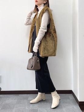 「ファーベスト」｜「アイテム（口紅/リップティント/グロス）」を使った、紗衣さん（レディース・158cm）の冬コーディネート
