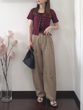 「tiptop（ティップトップ）のアイテム」を使った、紗衣さん（レディース・158cm）の夏コーディネート