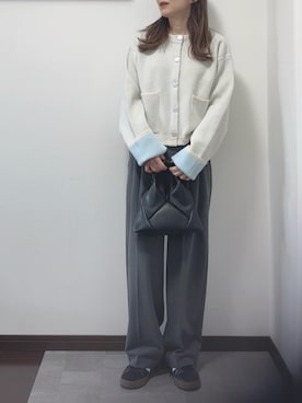 「アイテム（カーディガン/ボレロ）」を使った、紗衣さん（レディース・158cm）の秋コーディネート