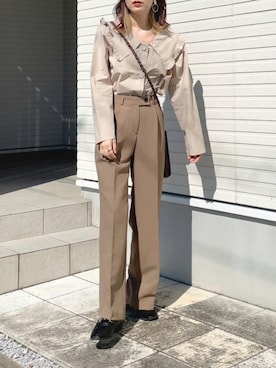 「DHOLIC（ディーホリック）のアイテム（スラックス）」を使った、紗衣さん（レディース・158cm）の秋コーディネート
