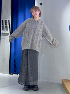 「厚底ブーツ」｜ミハルさん（レディース・152cm）の冬コーディネート