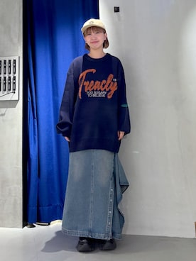 「ロゴニット」｜「アイテム（帽子）」を使った、ミハルさん（レディース・152cm）の秋コーディネート
